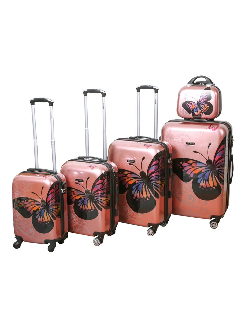 Set de Valises 4 Pièces | Cabine + Moyenne + Grande + Vanity | Valise Polycarbonate | CELIMS France Rose - Kiabi