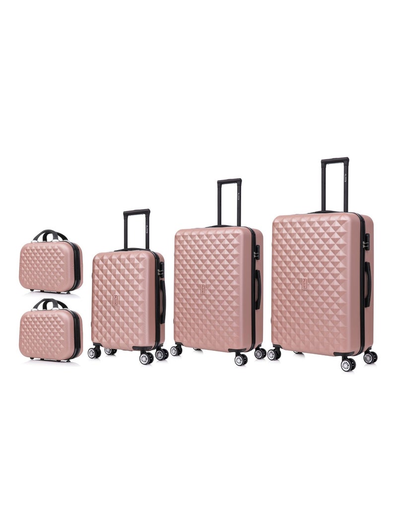 Set de Valises 5 Pièces | Cabine + Moyenne + Grande + 2 Vanity | Serrure Intégrée | CELIMS France Rose - Kiabi