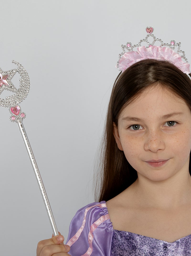 Set diadème + baguette princesse argenté/rose - Kiabi