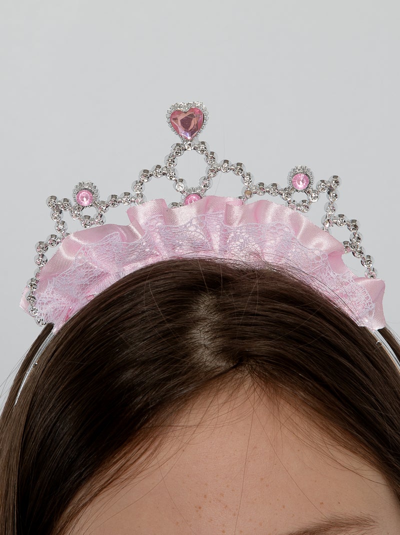 Set diadème + baguette princesse argenté/rose - Kiabi