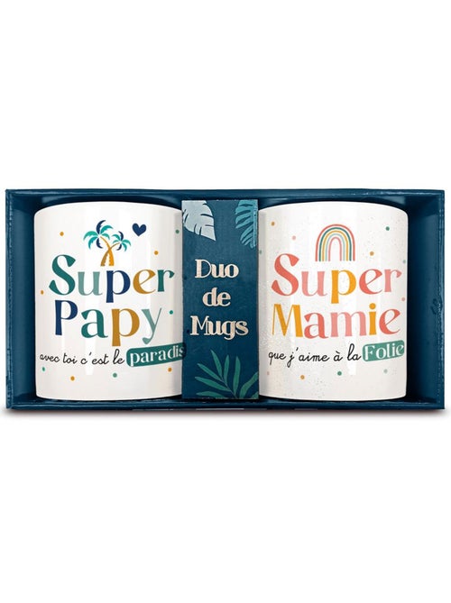 Set duo de mugs en céramique Super Papy avec points dorés - Kiabi