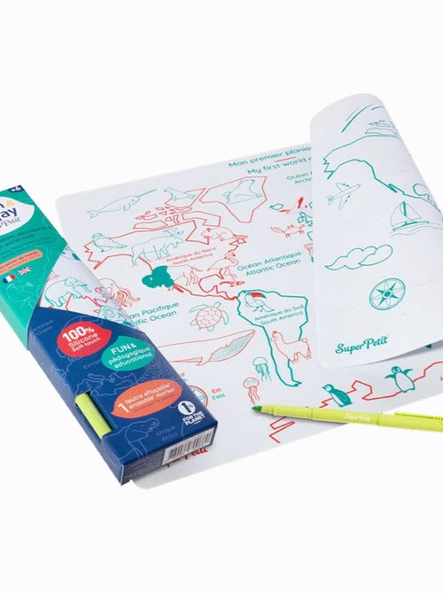 Set en silicone à colorier réversible - Planisphère - Kiabi