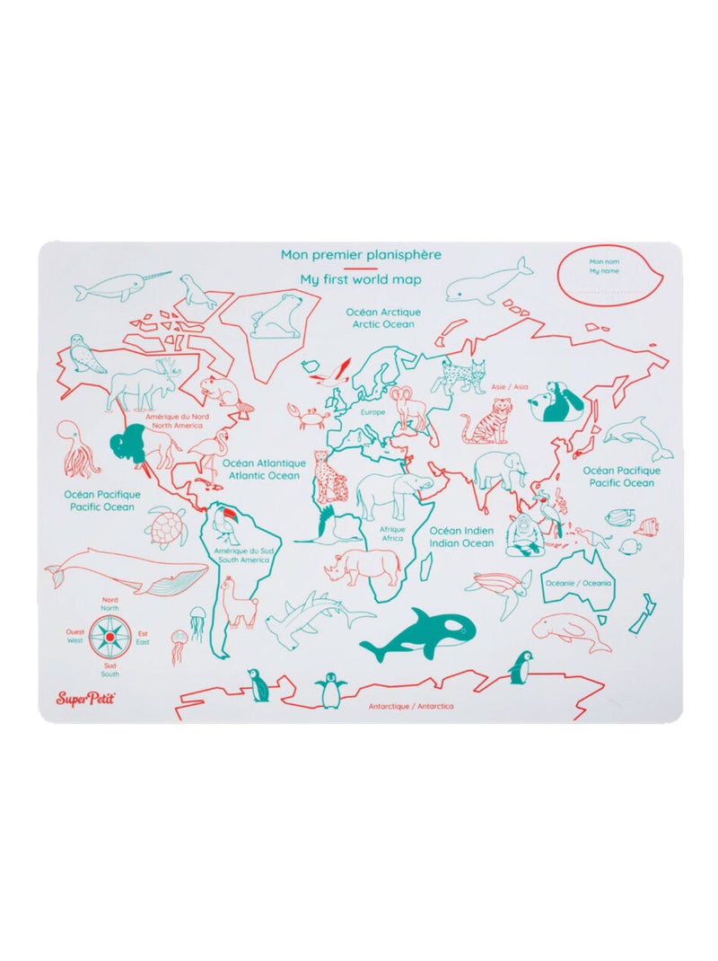 Set en silicone à colorier réversible - Planisphère Multicolore - Kiabi