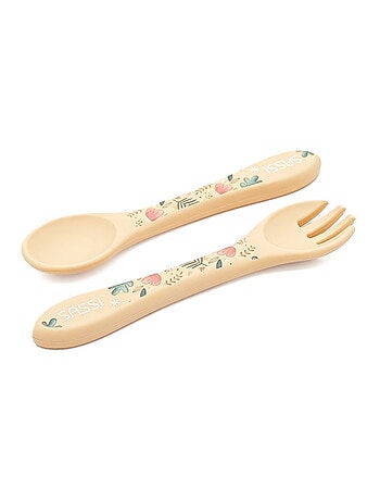 Set fourchette et cuillère en silicone, Animaux Sassi Junior