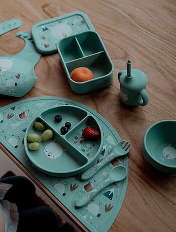 Set fourchette et cuillère en silicone, Animaux Sassi Junior