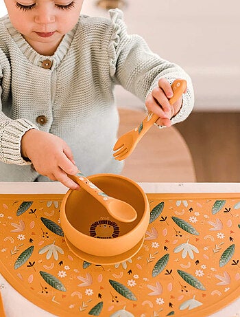 Set fourchette et cuillère en silicone, Animaux Sassi Junior