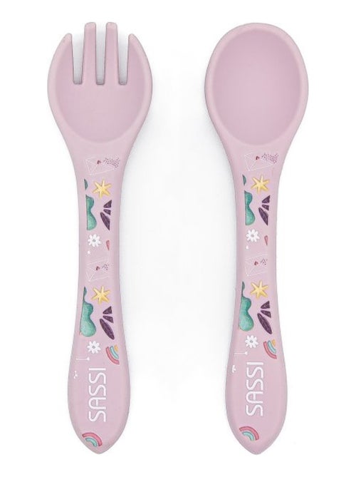 Set fourchette et cuillère en silicone, Animaux Sassi Junior - Kiabi