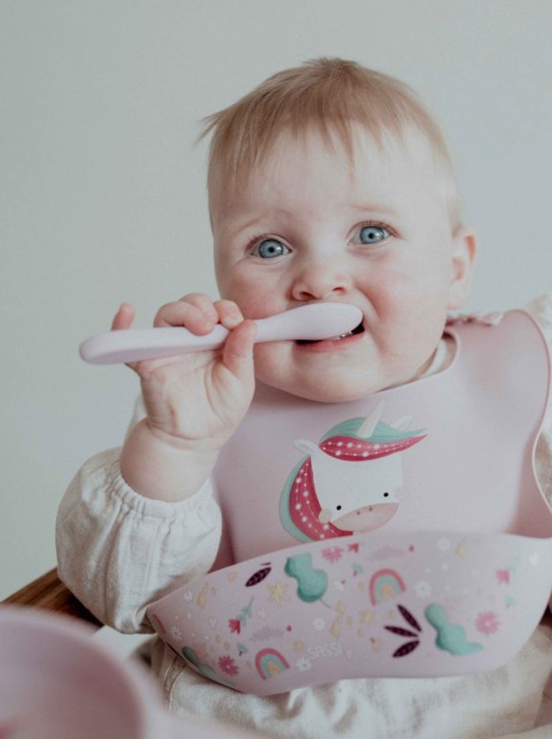 Set fourchette et cuillère en silicone, Animaux Sassi Junior Rose - Kiabi