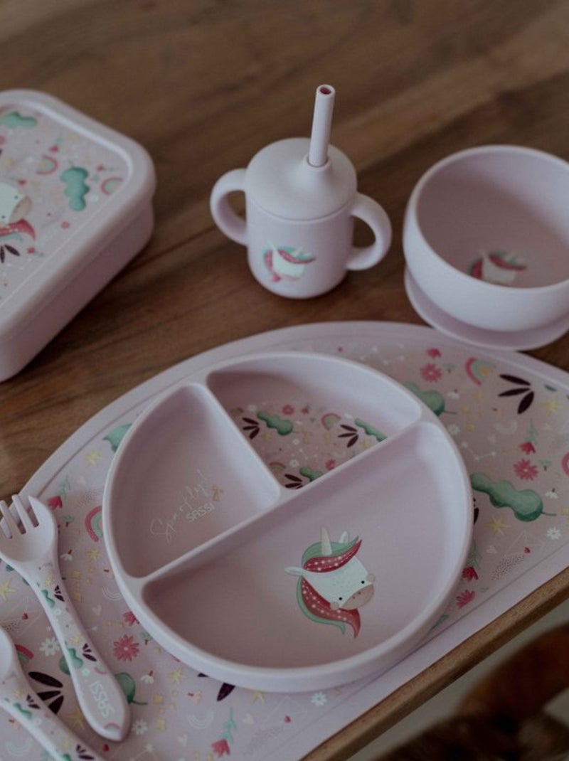 Set fourchette et cuillère en silicone, Animaux Sassi Junior Rose - Kiabi