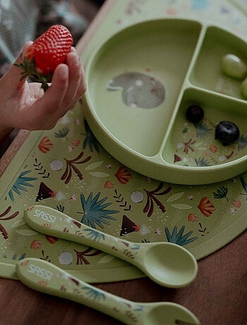Set fourchette et cuillère en silicone, Animaux Sassi Junior