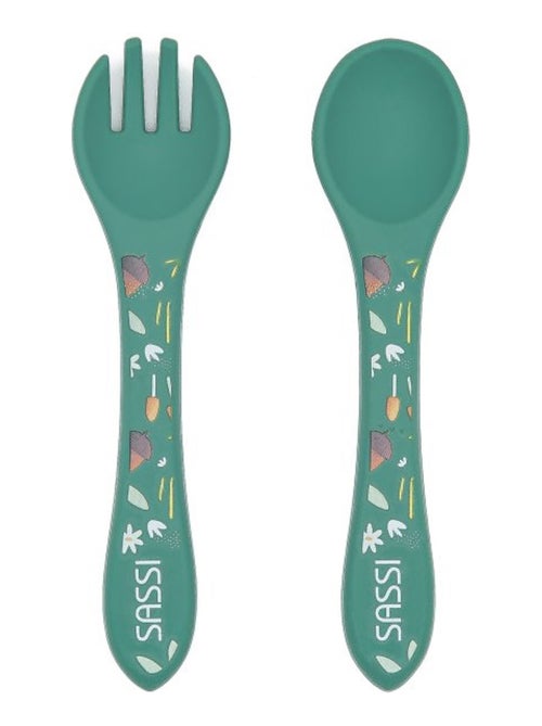 Set fourchette et cuillère en silicone, Animaux Sassi Junior - Kiabi