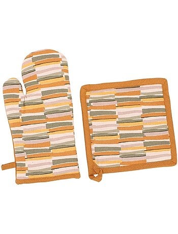 Set gant + manique motifs géométriques