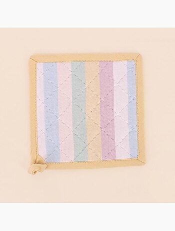 Set gant + manique rayé coloris pastel