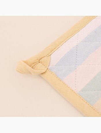 Set gant + manique rayé coloris pastel