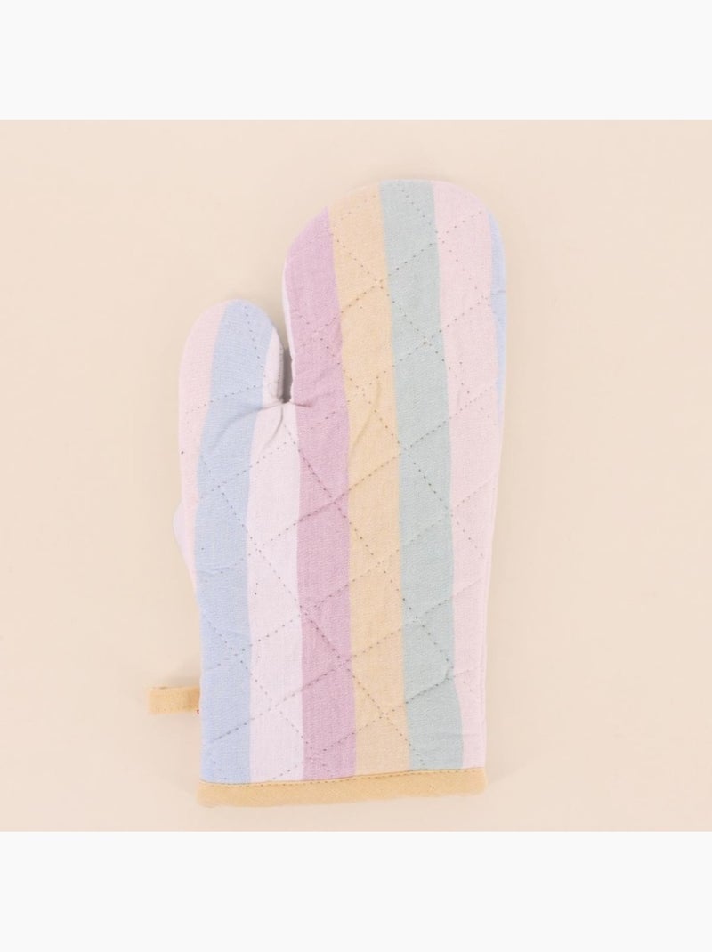 Set gant + manique rayé coloris pastel Jaune - Kiabi