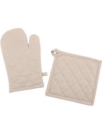 Set gant + manique unis 100% coton