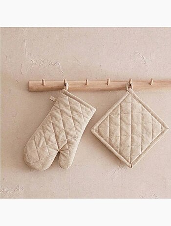 Set gant + manique unis 100% coton