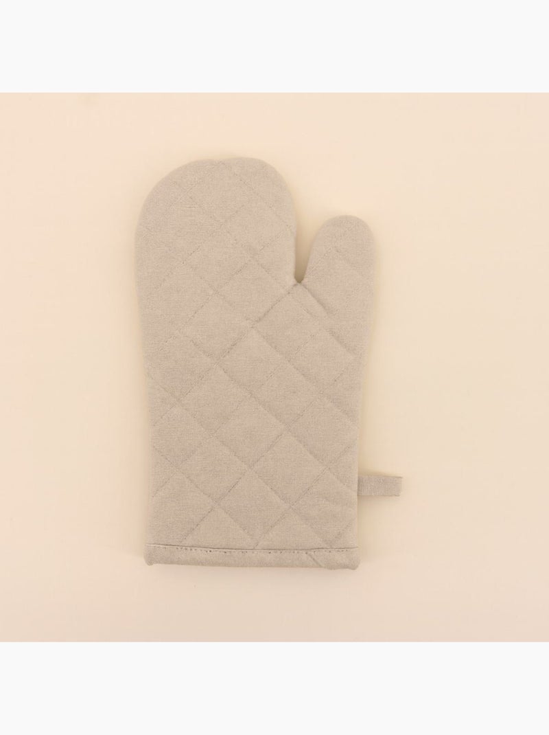 Set gant + manique unis 100% coton Beige - Kiabi