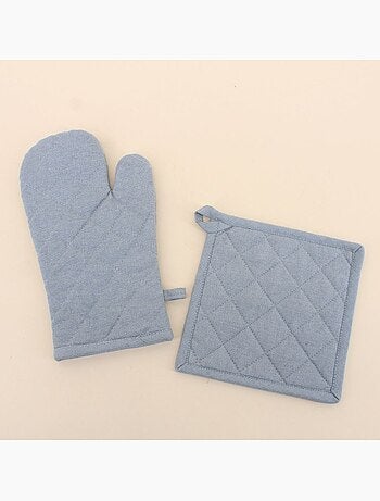 Set gant + manique unis 100% coton