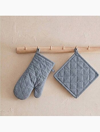 Set gant + manique unis 100% coton