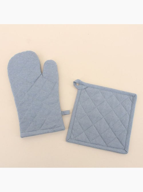 Set gant + manique unis 100% coton - Kiabi