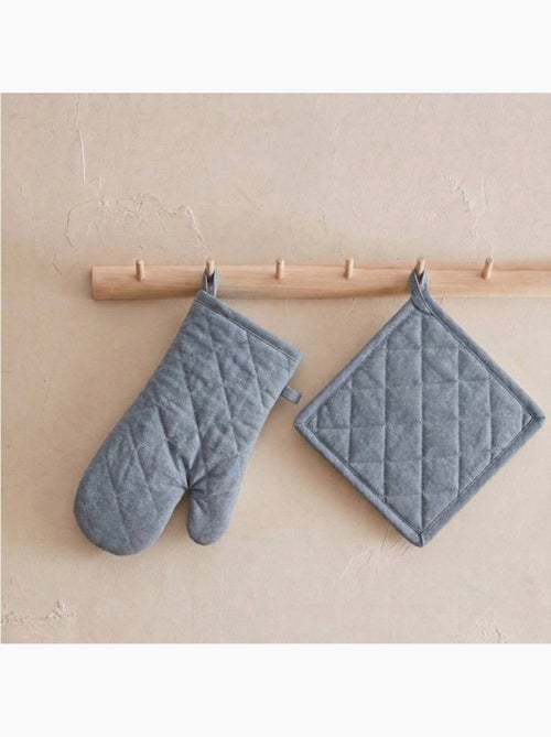 Set gant + manique unis 100% coton - Kiabi