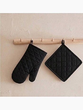 Set gant + manique unis 100% coton