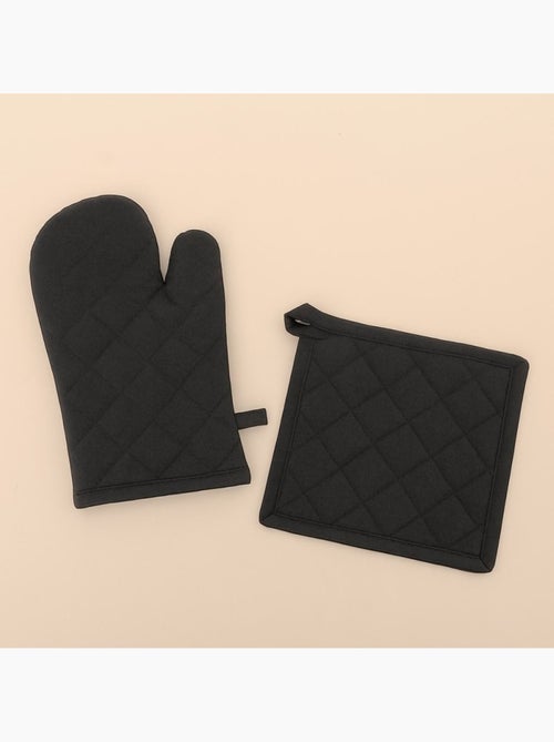 Set gant + manique unis 100% coton - Kiabi