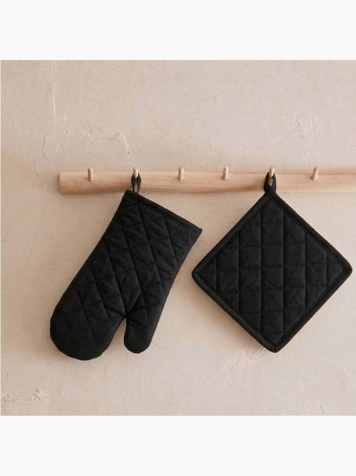 Set gant + manique unis 100% coton - Kiabi