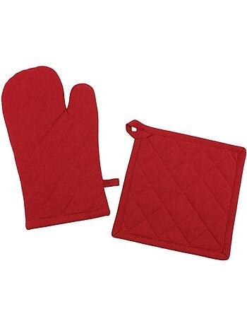 Set gant + manique unis 100% coton