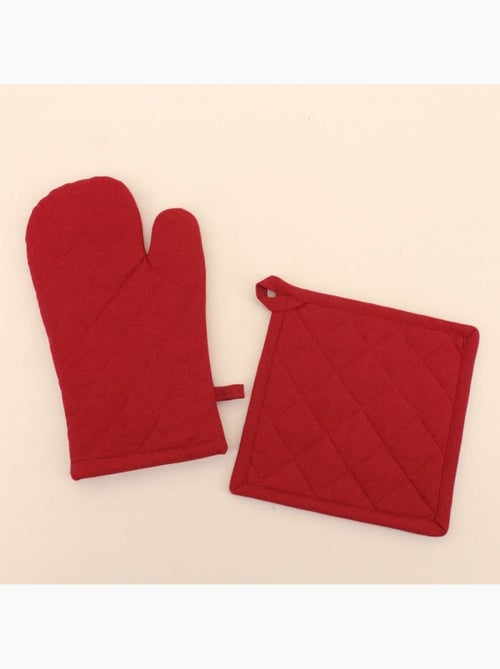 Set gant + manique unis 100% coton - Kiabi