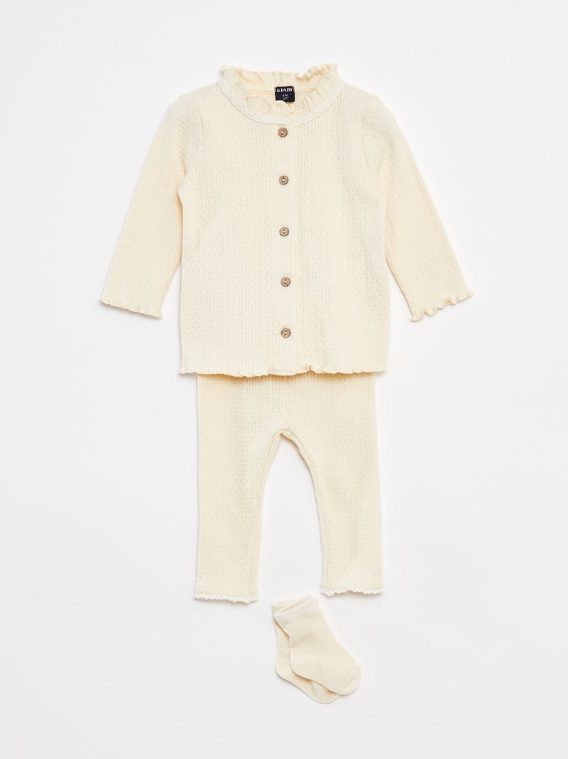 Set gilet + pantalon + chaussettes - 3 pièces Blanc - Kiabi