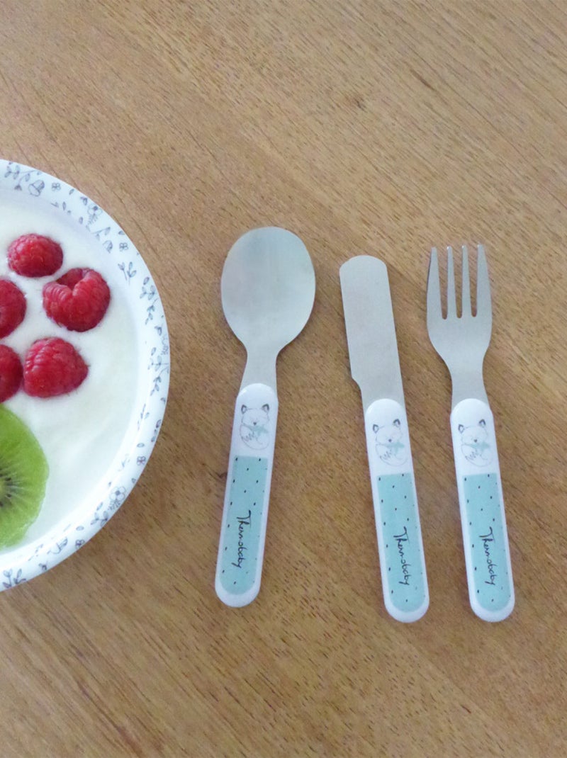 Set inoxydable Mes premiers couverts Promenons-nous dans les bois Blanc - Kiabi