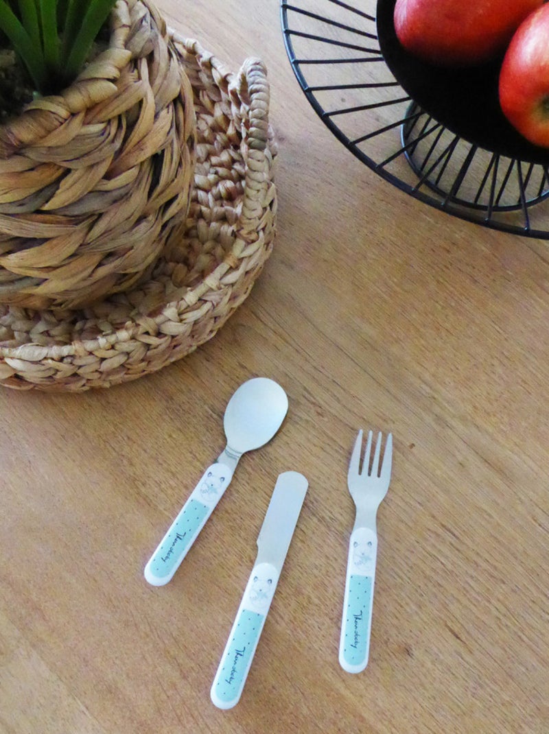 Set inoxydable Mes premiers couverts Promenons-nous dans les bois Blanc - Kiabi