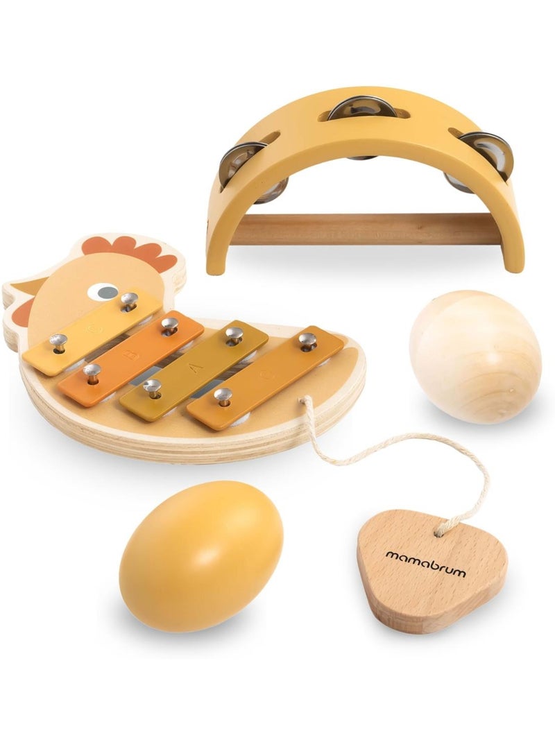 Set instruments musique bois enfant xylophone tambourin hochets poussin mamabrum N/A - Kiabi