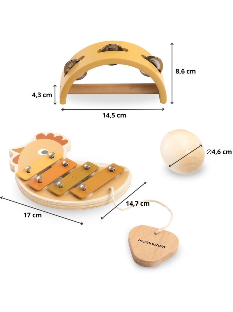 Set instruments musique bois enfant xylophone tambourin hochets poussin mamabrum N/A - Kiabi