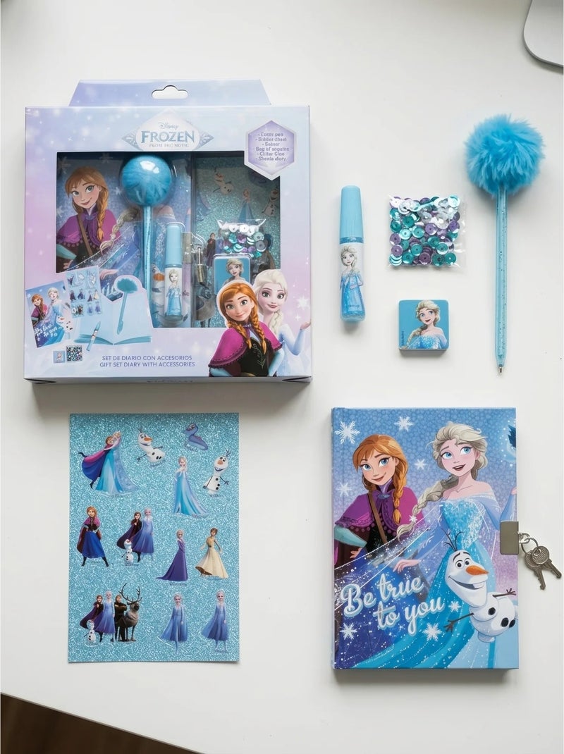 Set journal avec stylo fuzzy et stickers la reine des neiges disney Bleu - Kiabi