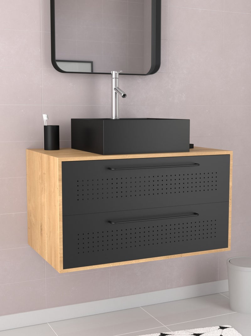 Set meuble de salle de bains avec vasque carrée Noir - Kiabi