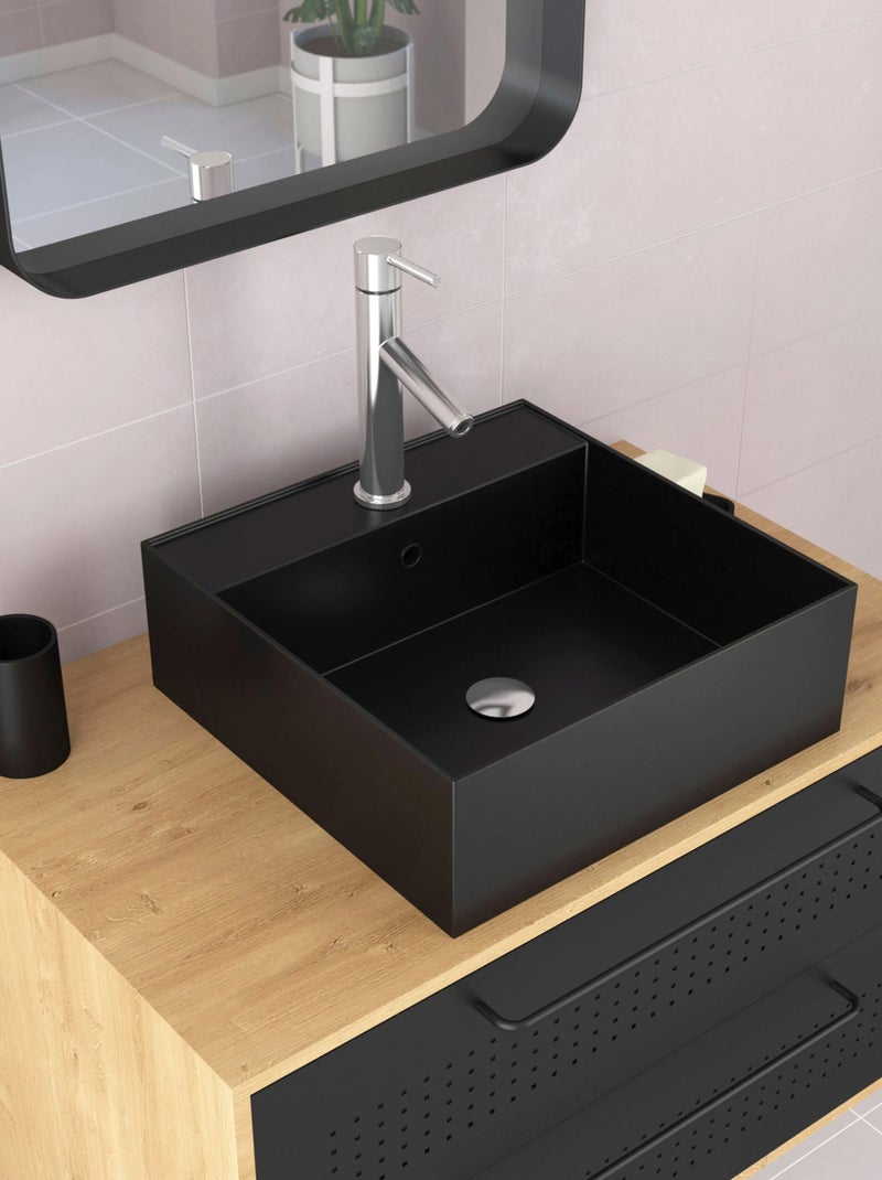Set meuble de salle de bains avec vasque carrée Noir - Kiabi
