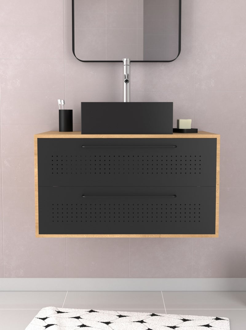 Set meuble de salle de bains avec vasque carrée Noir - Kiabi