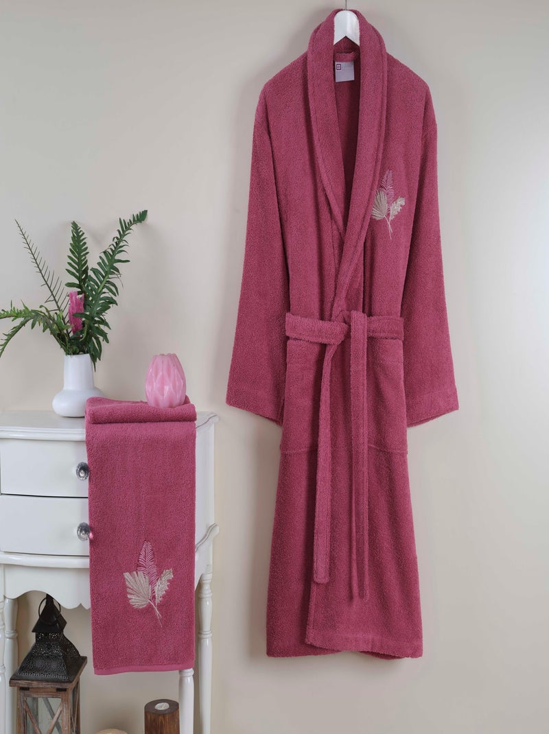 Set Peignoir et serviette femme Rose fushia - Kiabi