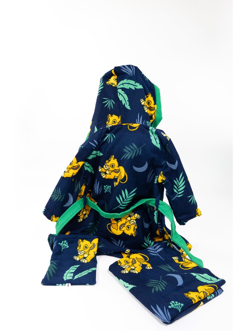 Set Peignoir + Serviette + Gant Enfant Le Roi Lion Disney Beige/Vert/Bleu - Kiabi