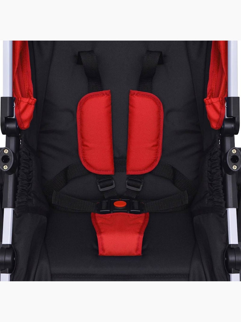 Set poussette 3-en-1 aluminium avec siège auto assorti - vidaxl Rouge - Kiabi