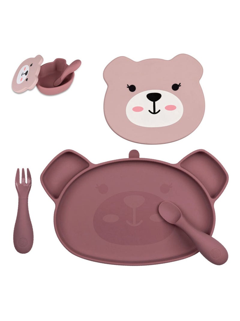 Set repas en silicone Ourson rose Rose - Kiabi