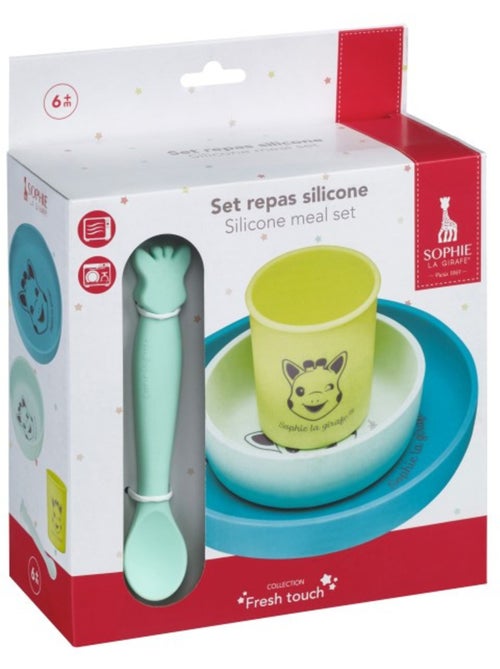 Set repas silicone sophie la girafe azur - vulli - Kiabi