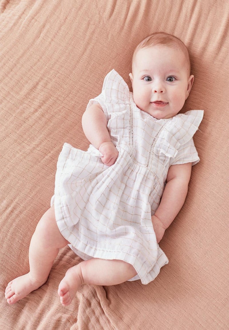 Set robe + bloomer à carreaux, lurex - Noukie's Blanc - Kiabi