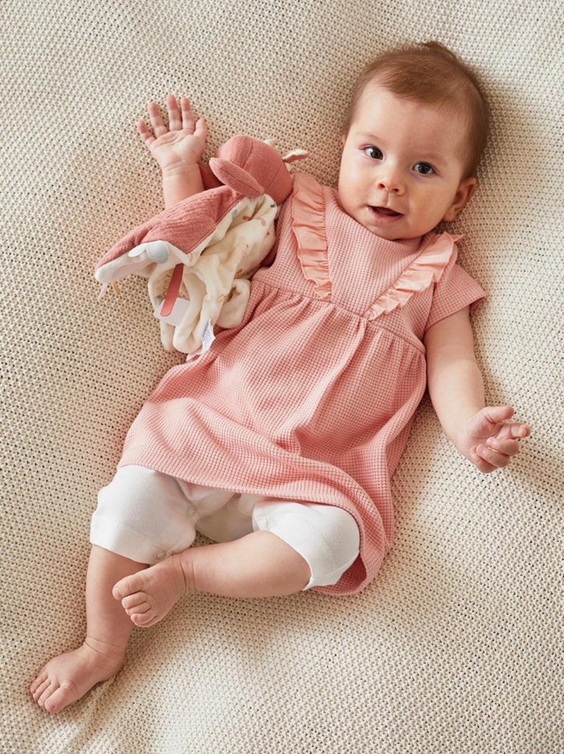 Set robe en jersey gaufré + legging, écru/rose clair Noukie's Rose - Kiabi