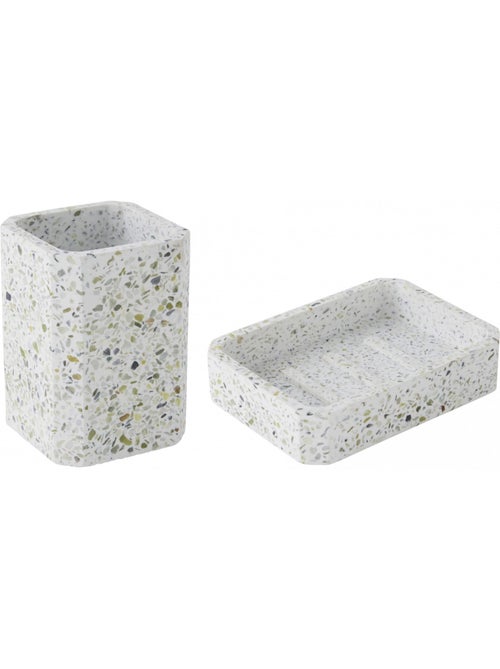 Set salle de bain TERRAZZO 2 pièces Guy Levasseur – porte savon + porte-brosse à dents - Kiabi Set salle de bain TERRAZZO 2 pièces Guy Levasseur – porte savon + porte-brosse à dents - Kiabi