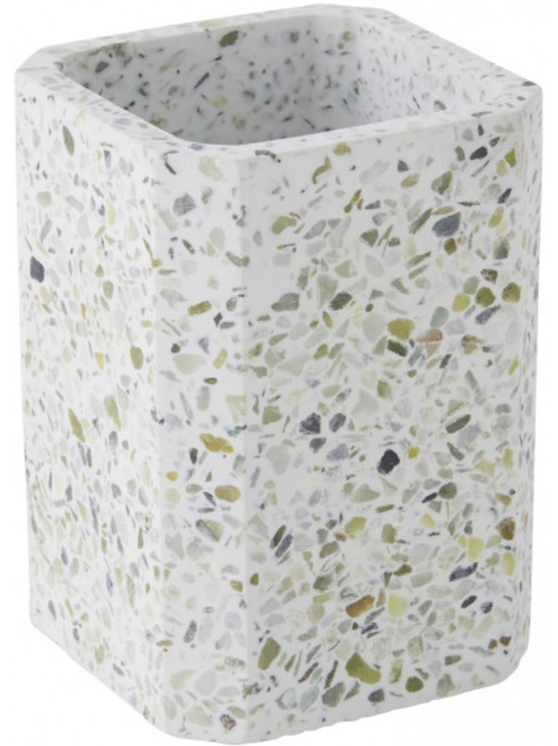 Set salle de bain TERRAZZO 2 pièces Guy Levasseur – porte savon + porte-brosse à dents Blanc Vert Gris - Kiabi