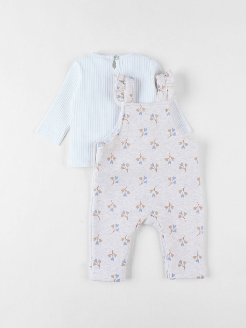 THUN Set Neonato – T-Shirt A Maniche Lunghe E Salopette Con Ricami Volpe E Scoiattolo